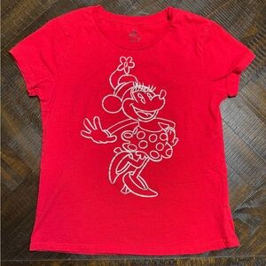 Disney Red Minnie Mouse Glitter Outline Tee